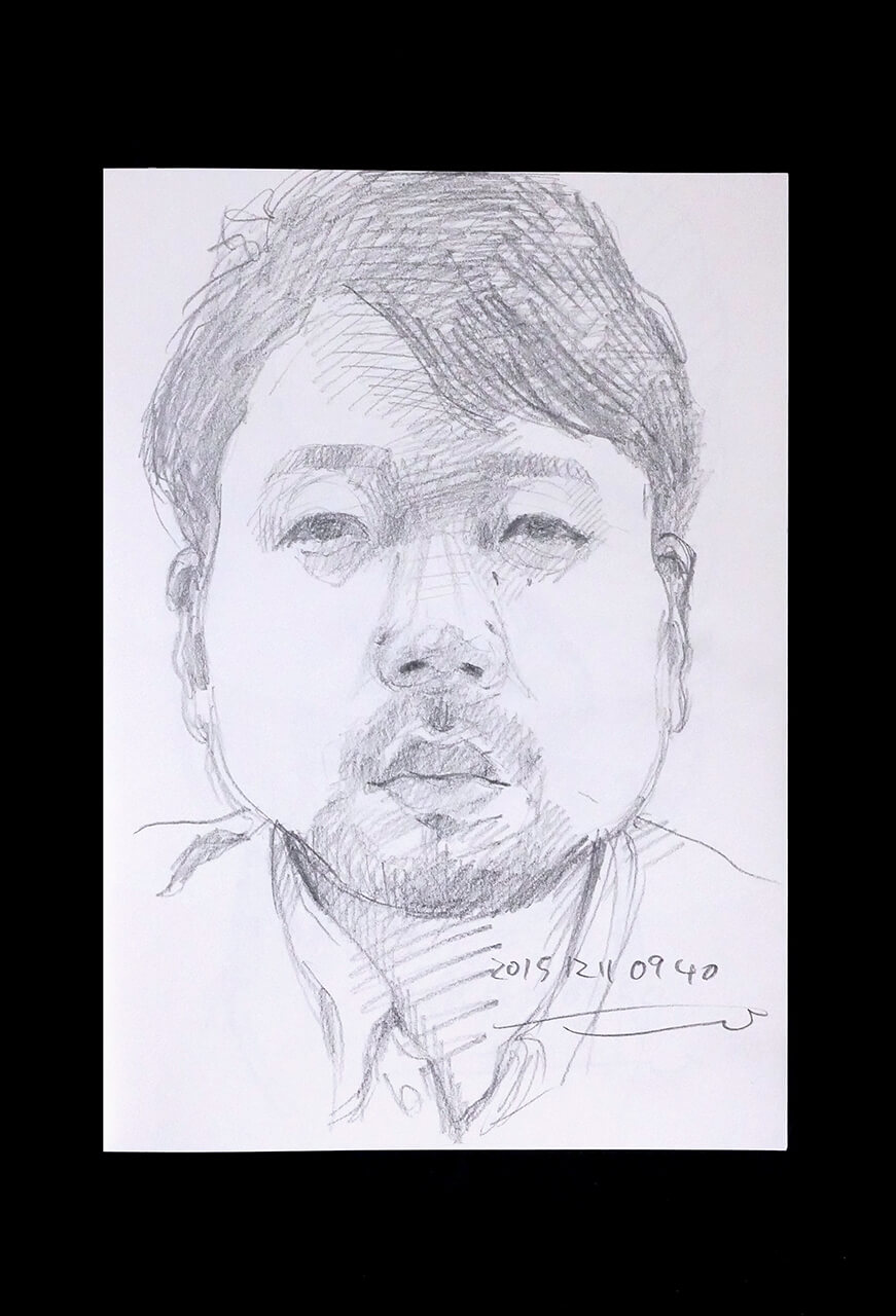 Contemporary artist SHINTAKU Tomoni's 2015/12/11 Self-portrait or pencil drawing