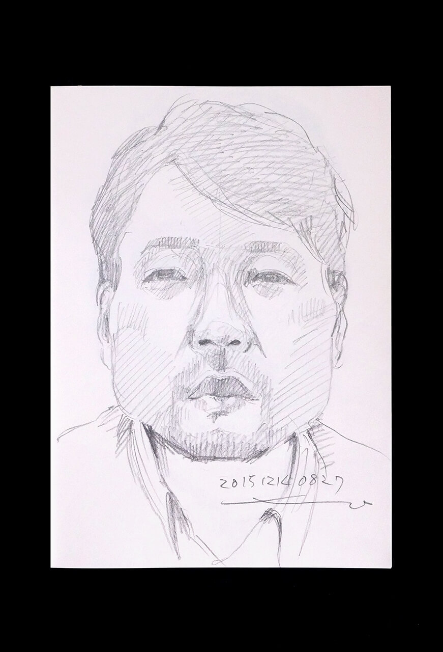 Contemporary artist SHINTAKU Tomoni's 2015/12/14 Self-portrait or pencil drawing