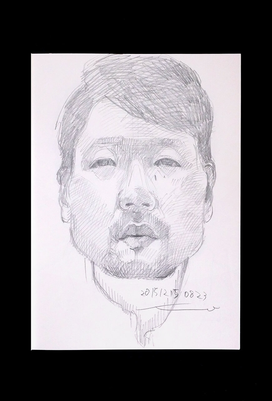 Contemporary artist SHINTAKU Tomoni's 2015/12/15 Self-portrait or pencil drawing