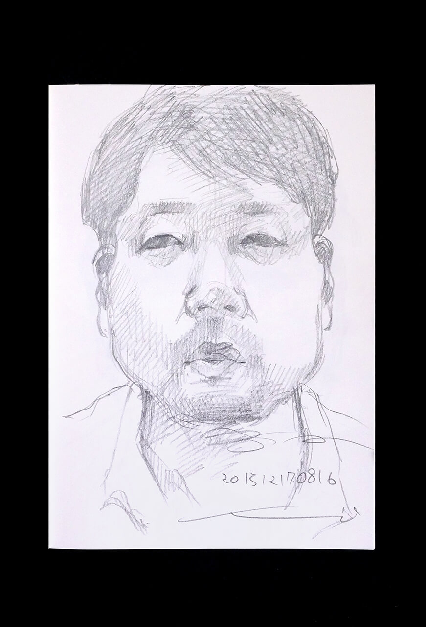 Contemporary artist SHINTAKU Tomoni's 2015/12/17 Self-portrait or pencil drawing