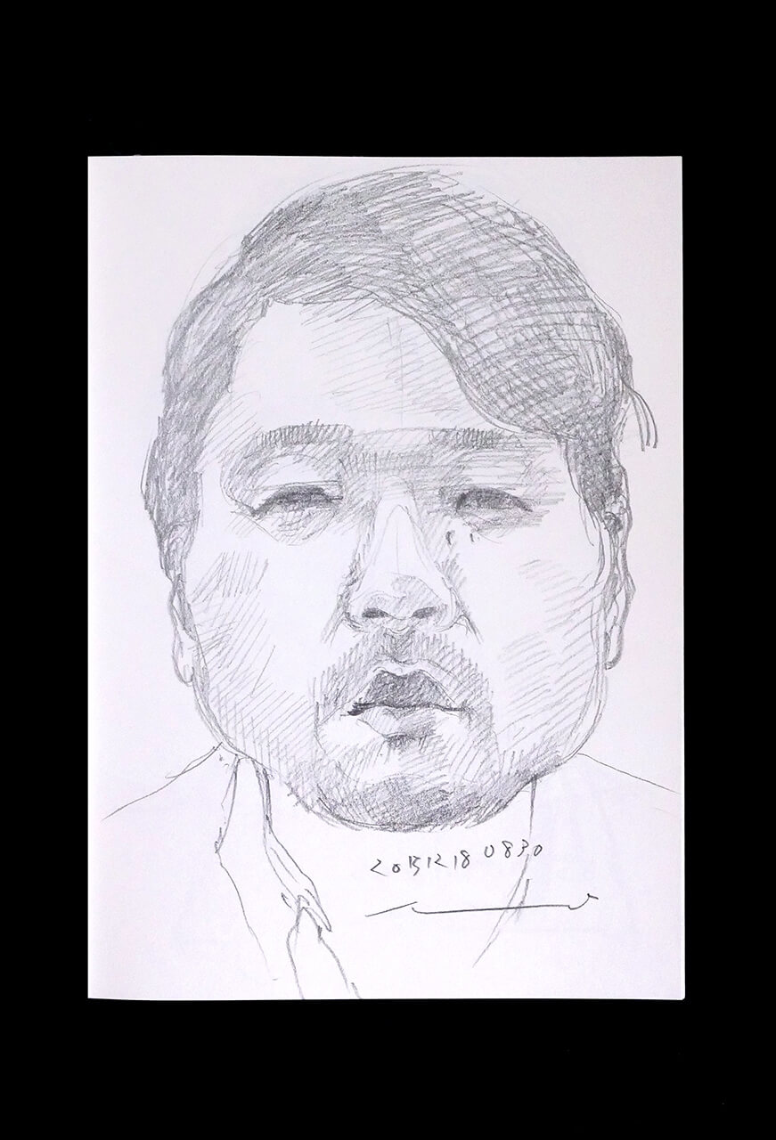Contemporary artist SHINTAKU Tomoni's 2015/12/18 Self-portrait or pencil drawing