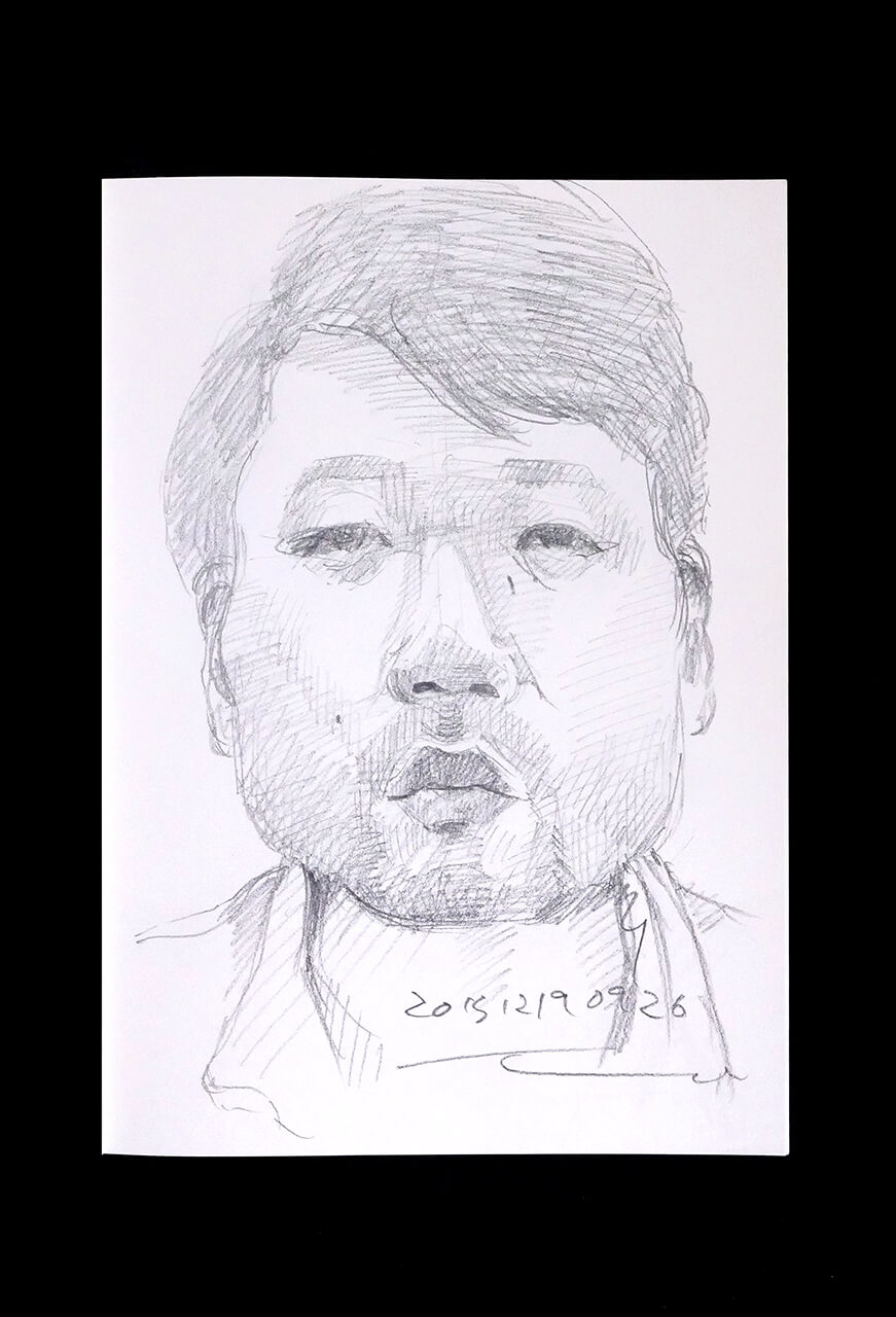 Contemporary artist SHINTAKU Tomoni's 2015/12/19 Self-portrait or pencil drawing