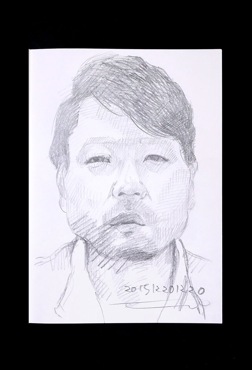 Contemporary artist SHINTAKU Tomoni's 2015/12/20 Self-portrait or pencil drawing