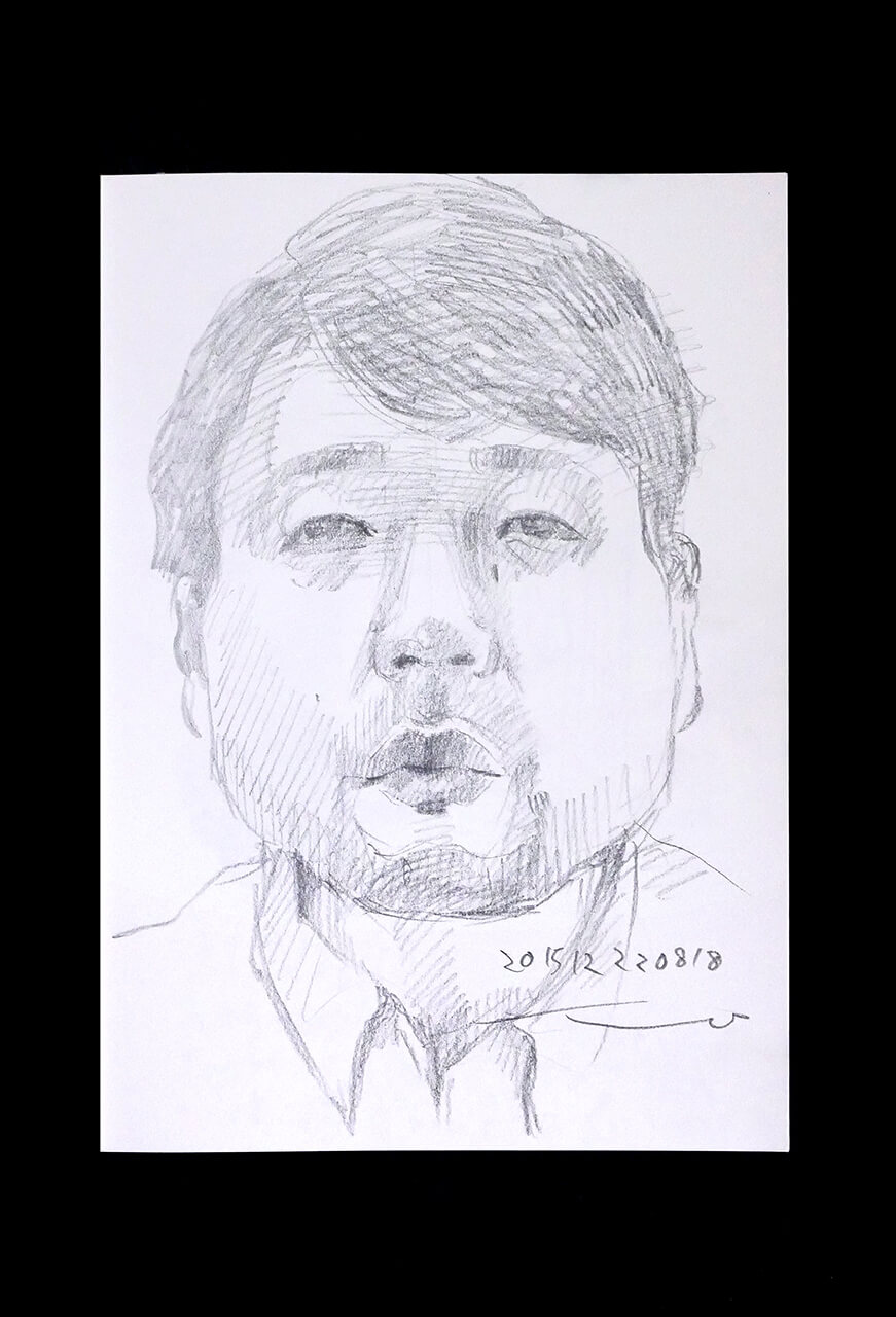 Contemporary artist SHINTAKU Tomoni's 2015/12/22 Self-portrait or pencil drawing