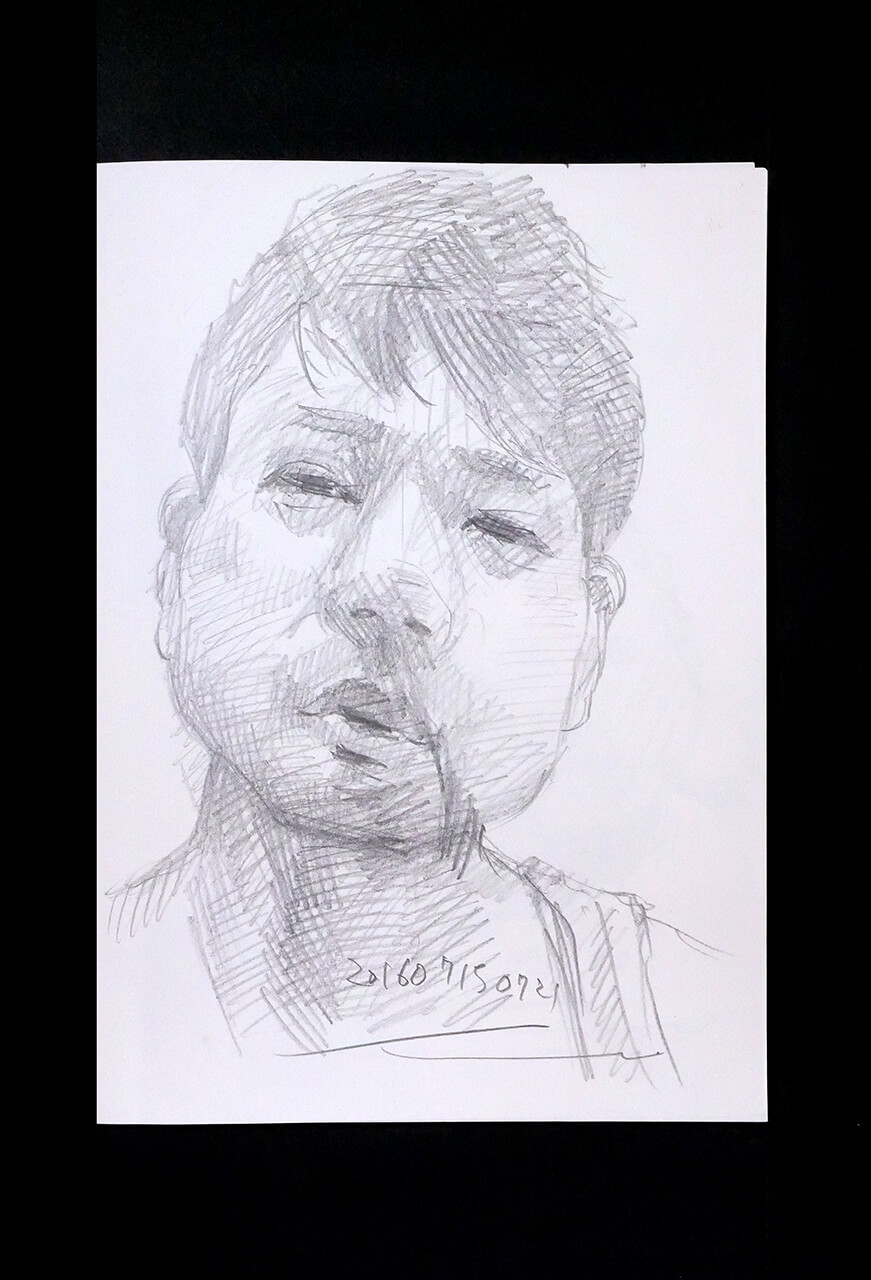 Contemporary artist SHINTAKU Tomoni's 2016/7/15 Self-portrait or pencil drawing