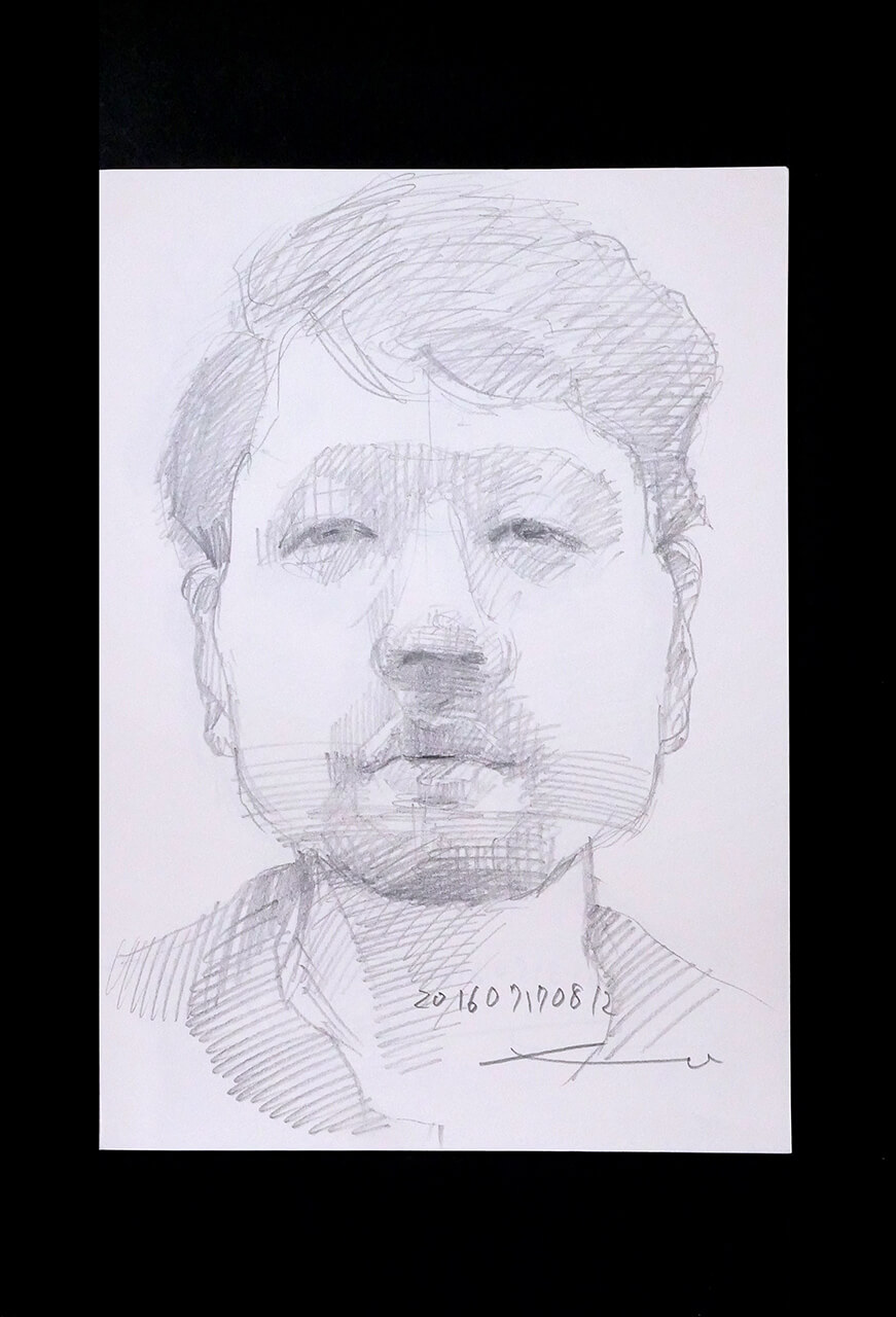 Contemporary artist SHINTAKU Tomoni's 2016/7/17 Self-portrait or pencil drawing