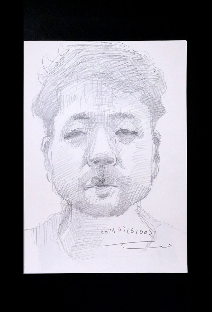 Contemporary artist SHINTAKU Tomoni's 2016/7/18 Self-portrait or pencil drawing