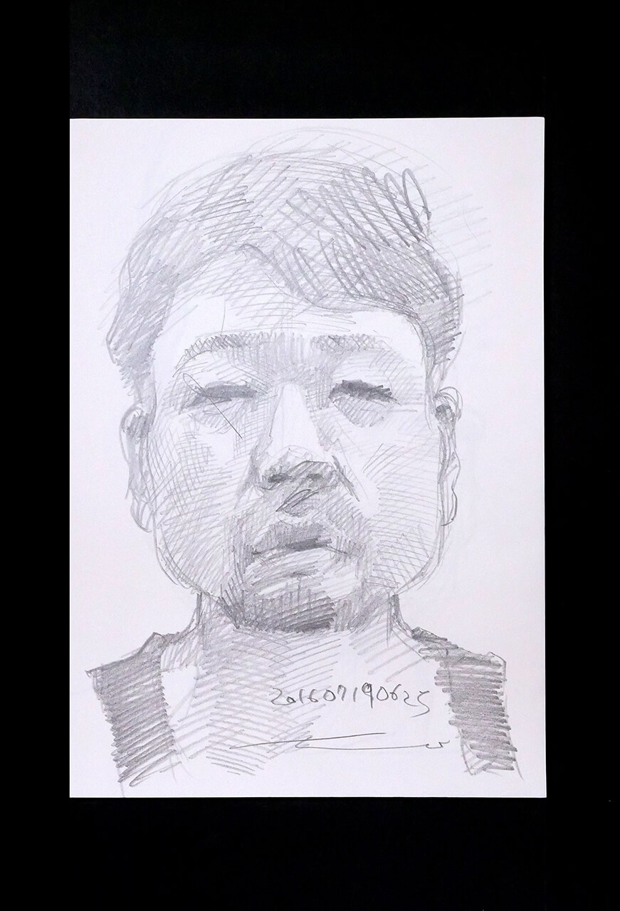Contemporary artist SHINTAKU Tomoni's 2016/7/19 Self-portrait or pencil drawing
