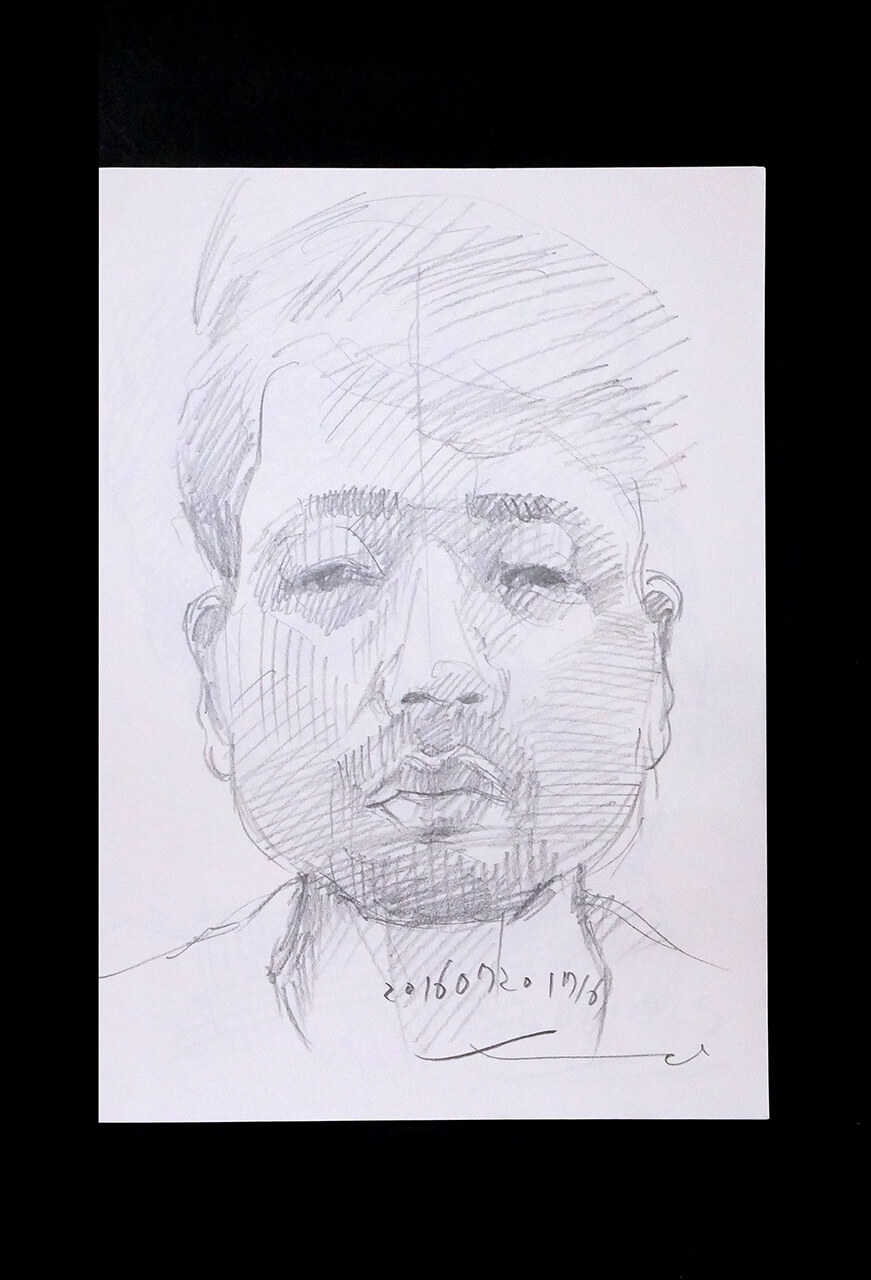 Contemporary artist SHINTAKU Tomoni's 2016/7/20 Self-portrait or pencil drawing