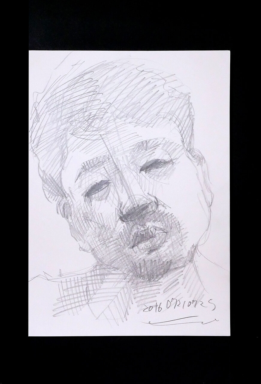 Contemporary artist SHINTAKU Tomoni's 2016/7/21 Self-portrait or pencil drawing