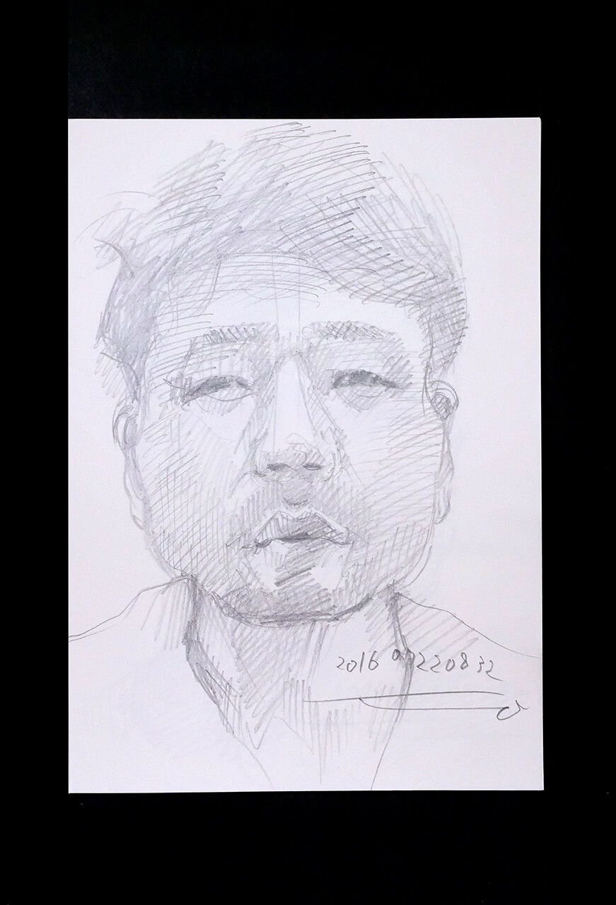 Contemporary artist SHINTAKU Tomoni's 2016/7/22 Self-portrait or pencil drawing