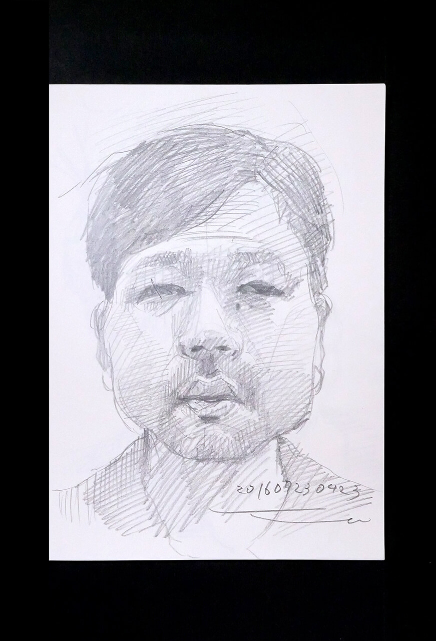 Contemporary artist SHINTAKU Tomoni's 2016/7/23 Self-portrait or pencil drawing