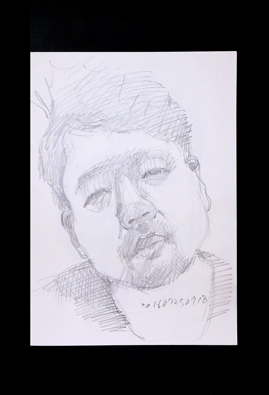 Contemporary artist SHINTAKU Tomoni's 2016/7/25 Self-portrait or pencil drawing