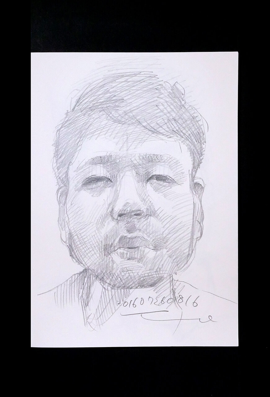 Contemporary artist SHINTAKU Tomoni's 2016/7/26 Self-portrait or pencil drawing