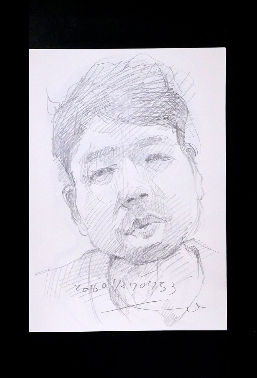 Contemporary artist SHINTAKU Tomoni's 2016/7/27 Self-portrait or pencil drawing