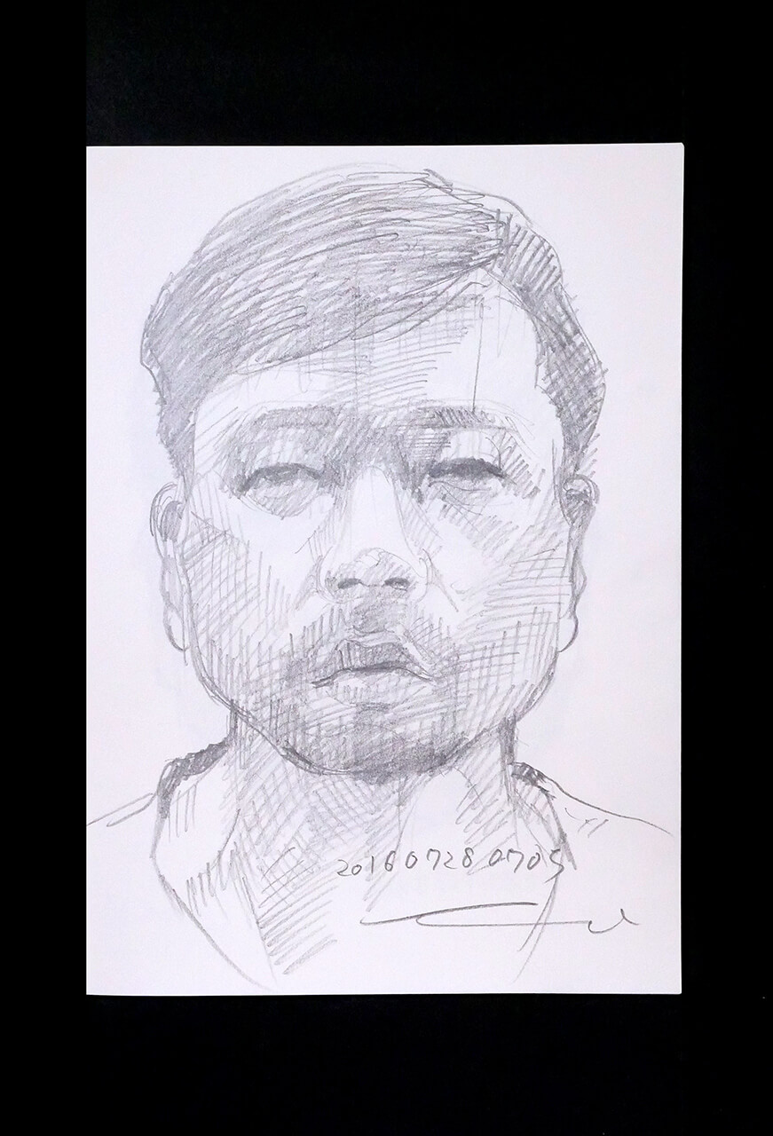 Contemporary artist SHINTAKU Tomoni's 2016/7/28 Self-portrait or pencil drawing