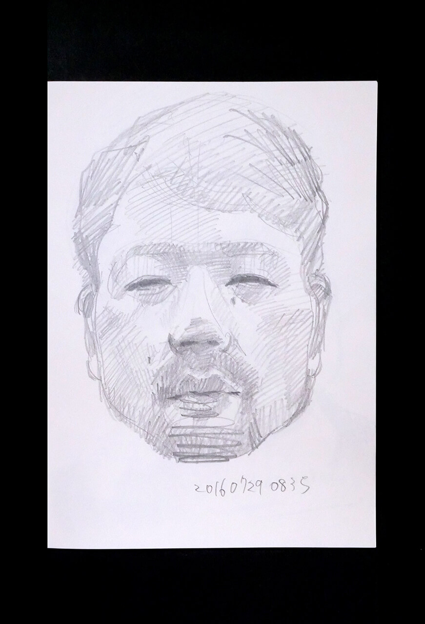 Contemporary artist SHINTAKU Tomoni's 2016/7/29 Self-portrait or pencil drawing