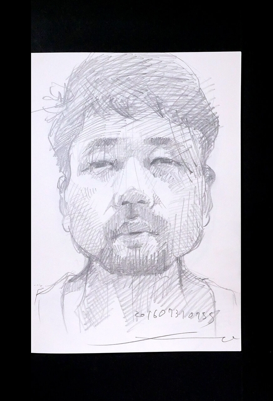 Contemporary artist SHINTAKU Tomoni's 2016/7/31 Self-portrait or pencil drawing