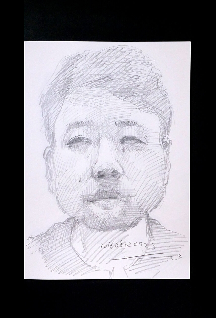 Contemporary artist SHINTAKU Tomoni's 2016/8/2 Self-portrait or pencil drawing