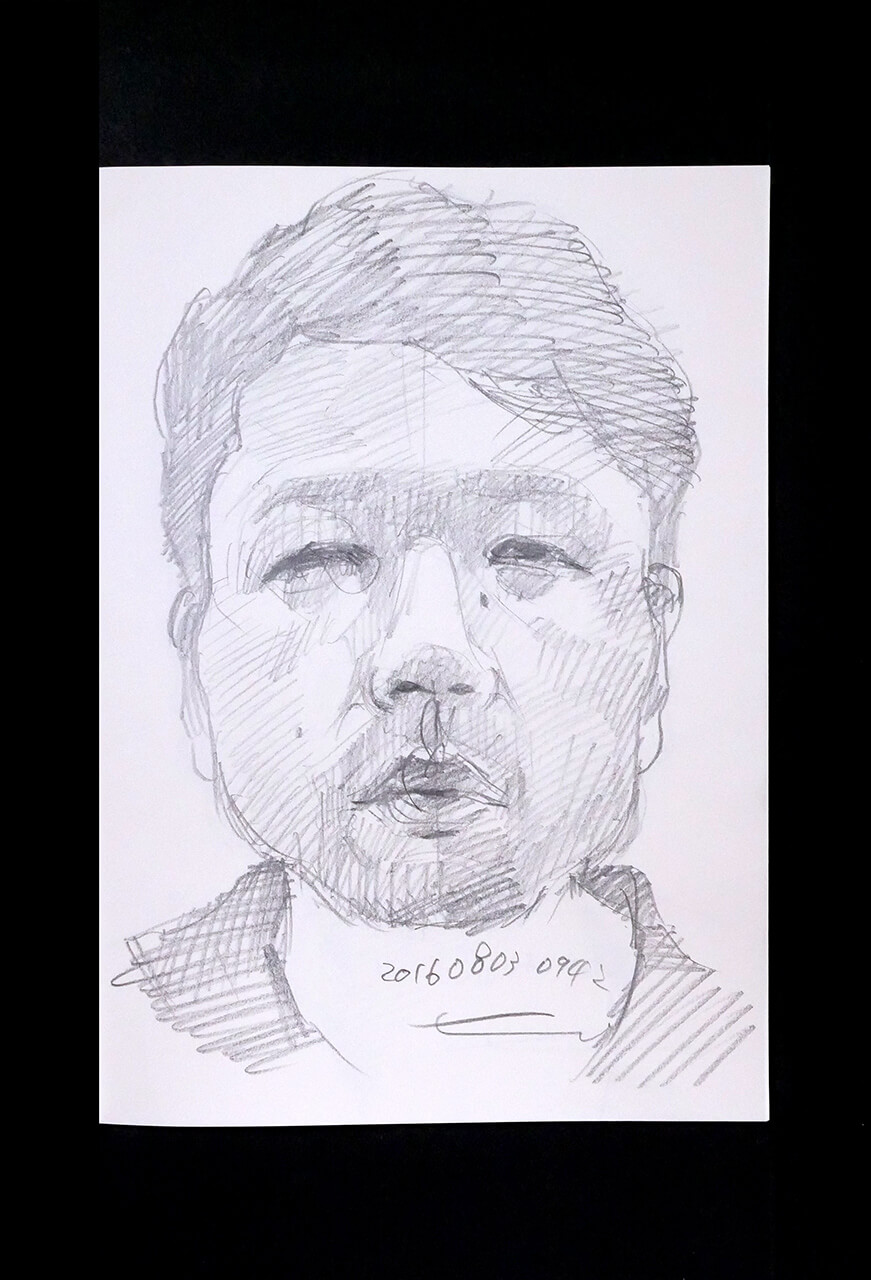 Contemporary artist SHINTAKU Tomoni's 2016/8/3 Self-portrait or pencil drawing