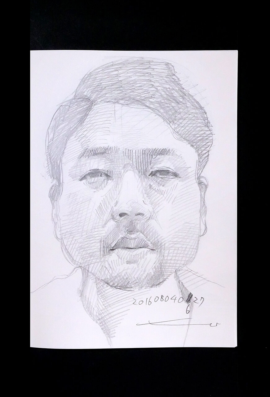 Contemporary artist SHINTAKU Tomoni's 2016/8/4 Self-portrait or pencil drawing