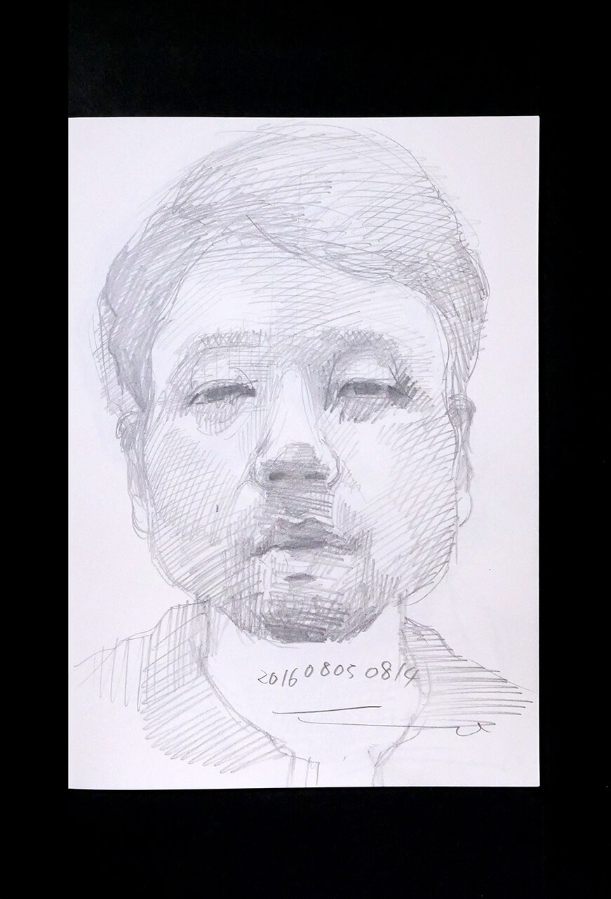 Contemporary artist SHINTAKU Tomoni's 2016/8/5 Self-portrait or pencil drawing