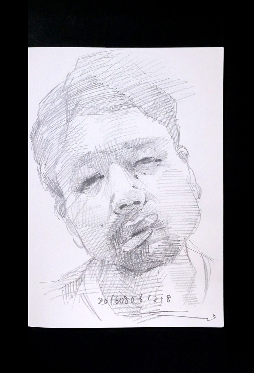 Contemporary artist SHINTAKU Tomoni's 2016/8/6 Self-portrait or pencil drawing