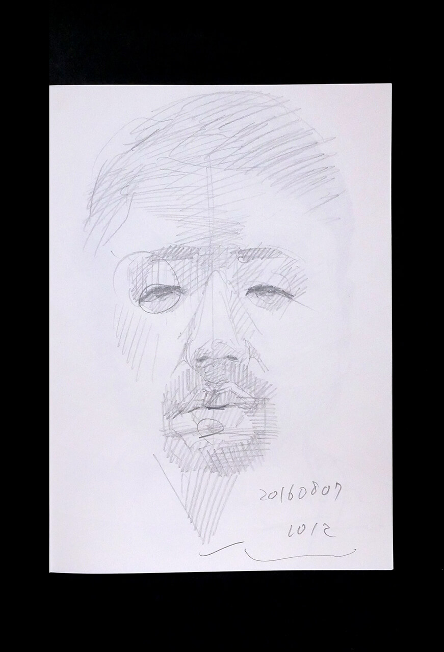 Contemporary artist SHINTAKU Tomoni's 2016/8/7 Self-portrait or pencil drawing