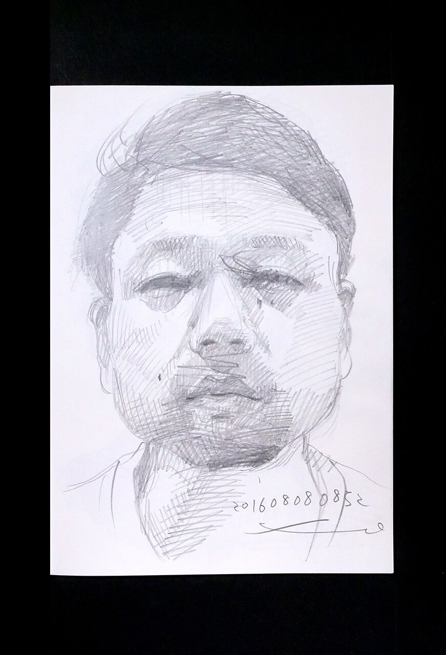 Contemporary artist SHINTAKU Tomoni's 2016/8/8 Self-portrait or pencil drawing