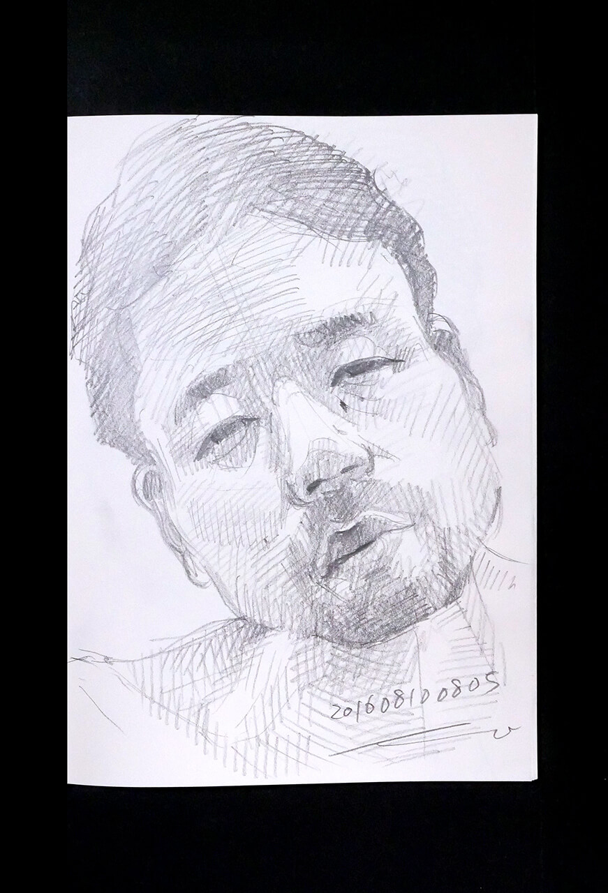 Contemporary artist SHINTAKU Tomoni's 2016/8/10 Self-portrait or pencil drawing