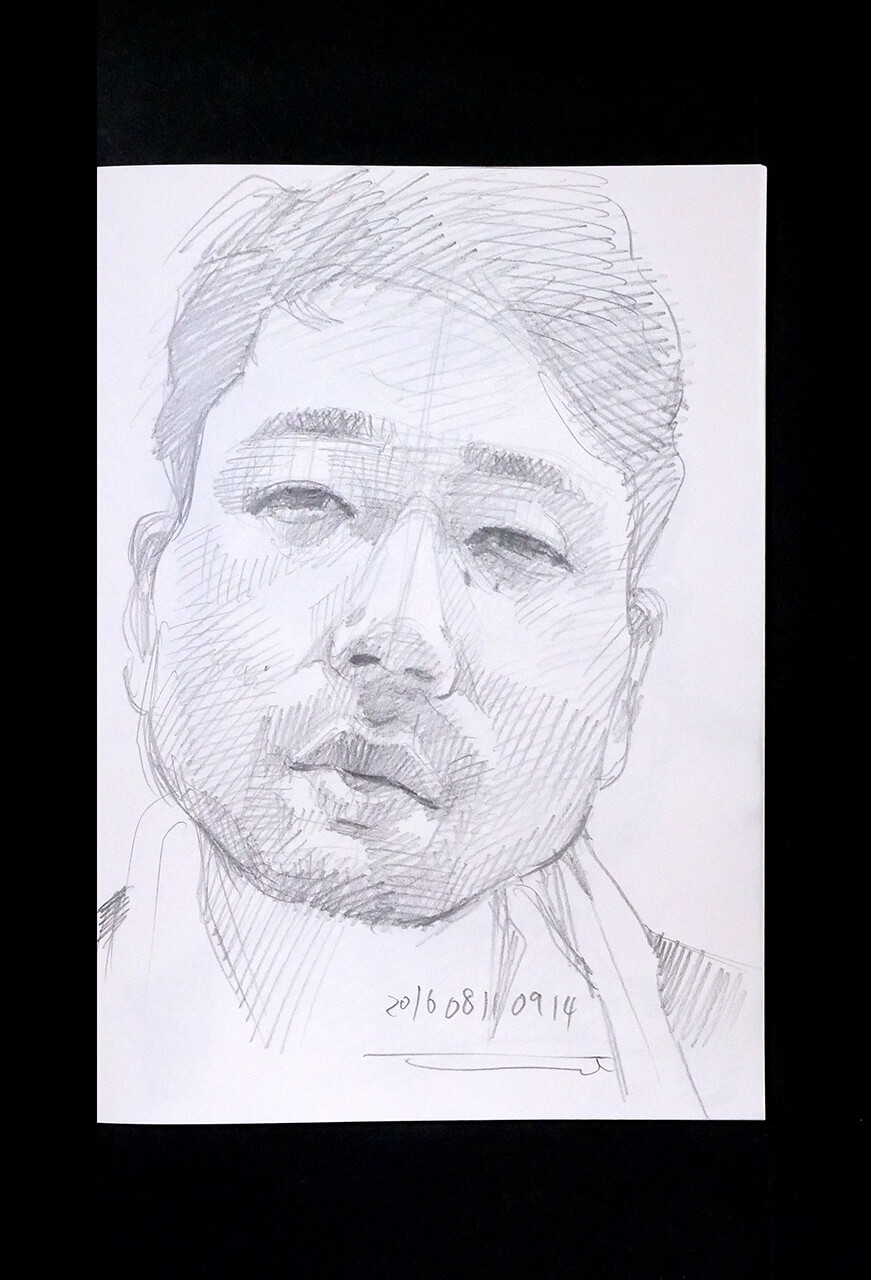 Contemporary artist SHINTAKU Tomoni's 2016/8/11 Self-portrait or pencil drawing