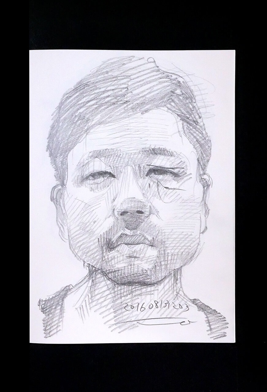 Contemporary artist SHINTAKU Tomoni's 2016/8/13 Self-portrait or pencil drawing
