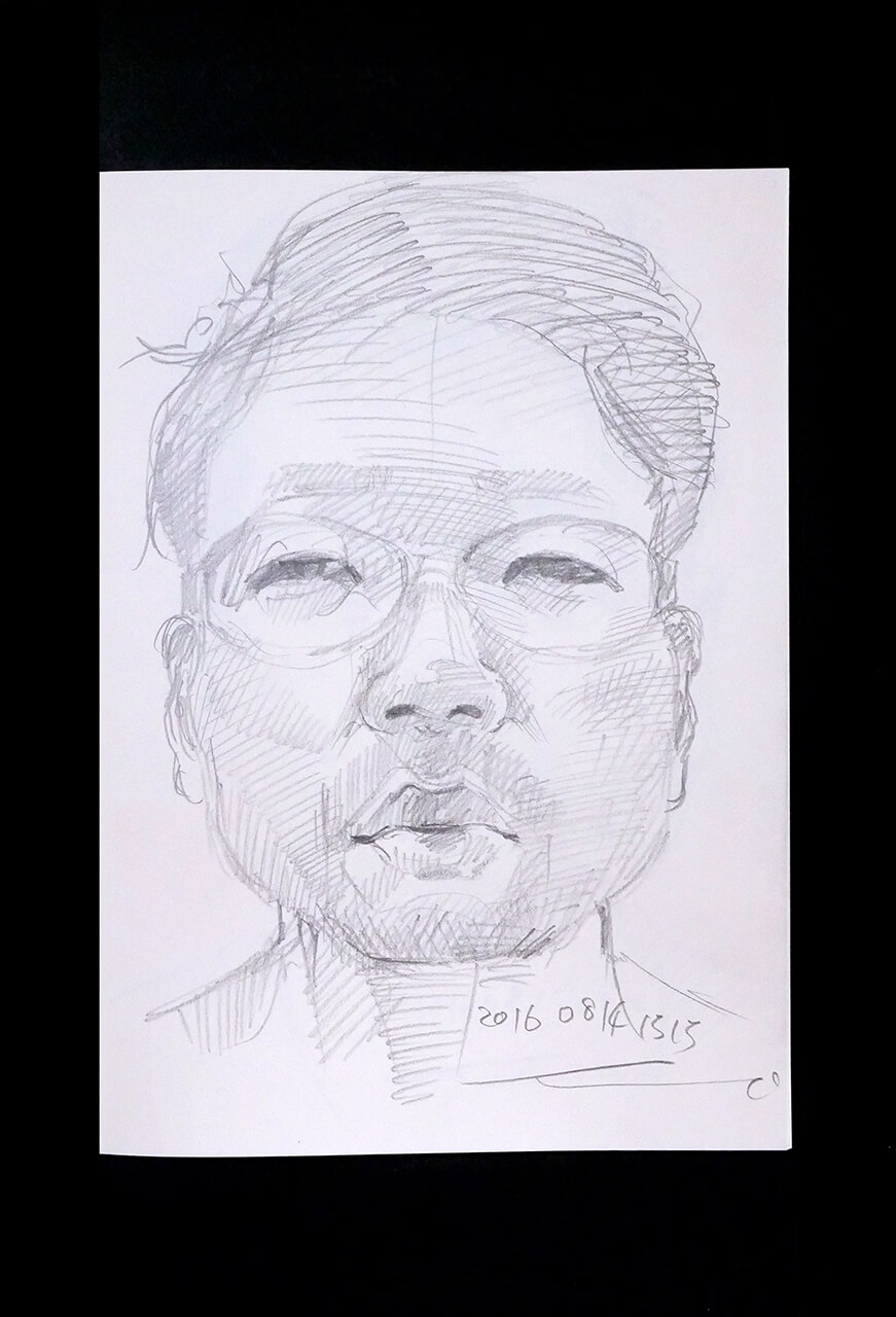 Contemporary artist SHINTAKU Tomoni's 2016/8/14 Self-portrait or pencil drawing