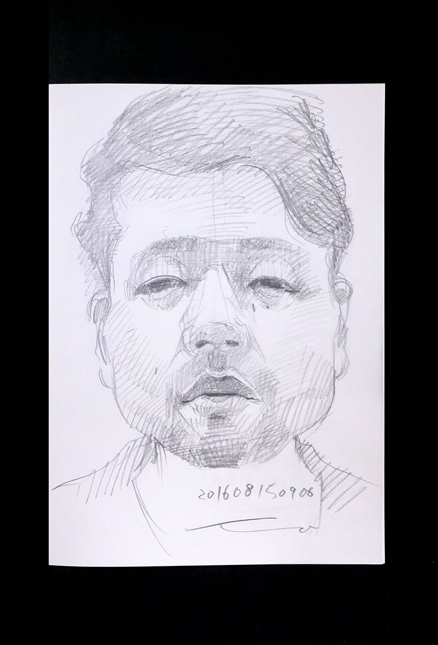 Contemporary artist SHINTAKU Tomoni's 2016/8/15 Self-portrait or pencil drawing