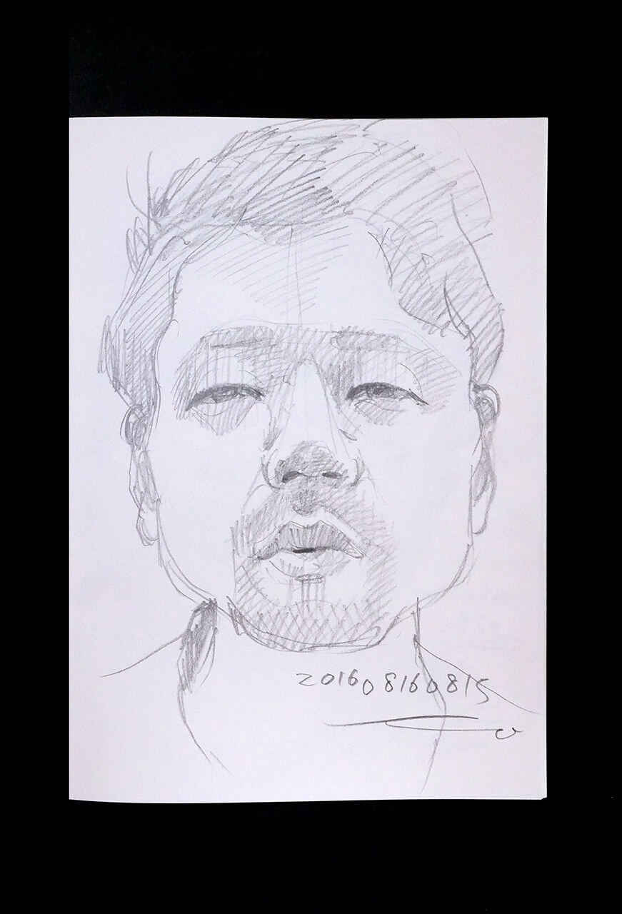Contemporary artist SHINTAKU Tomoni's 2016/8/16 Self-portrait or pencil drawing
