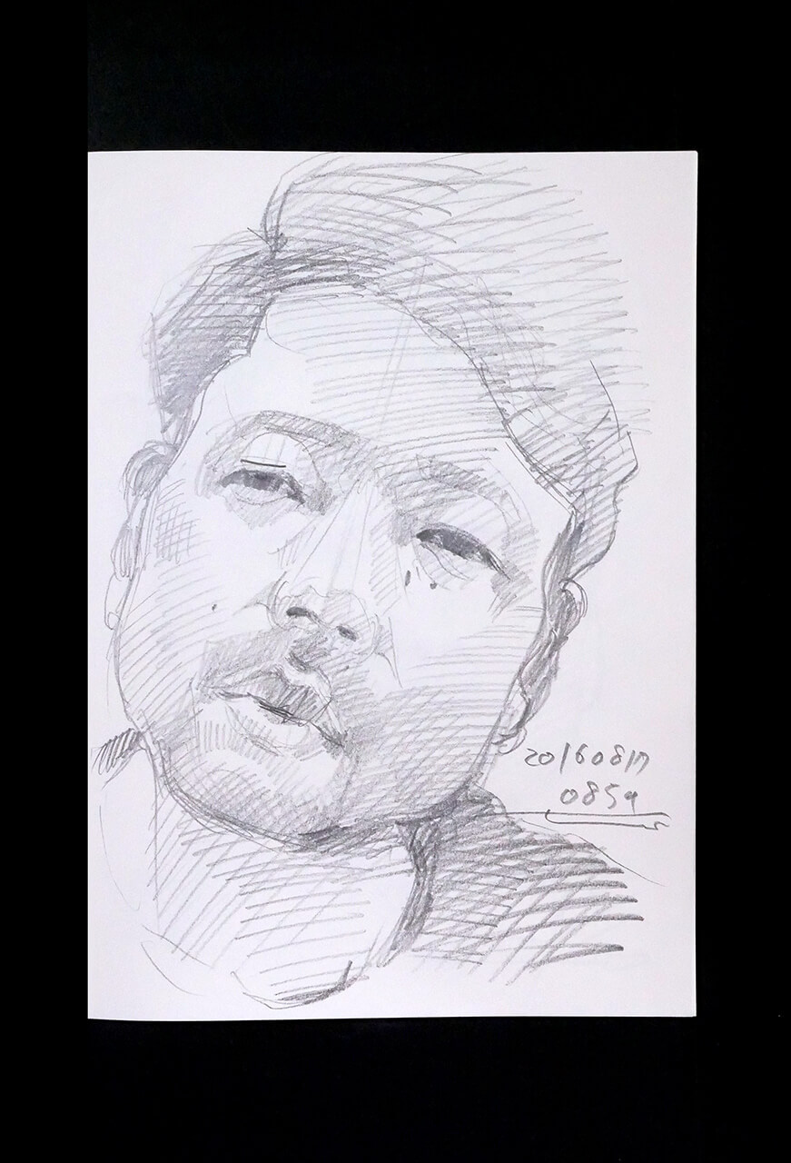 Contemporary artist SHINTAKU Tomoni's 2016/8/17 Self-portrait or pencil drawing