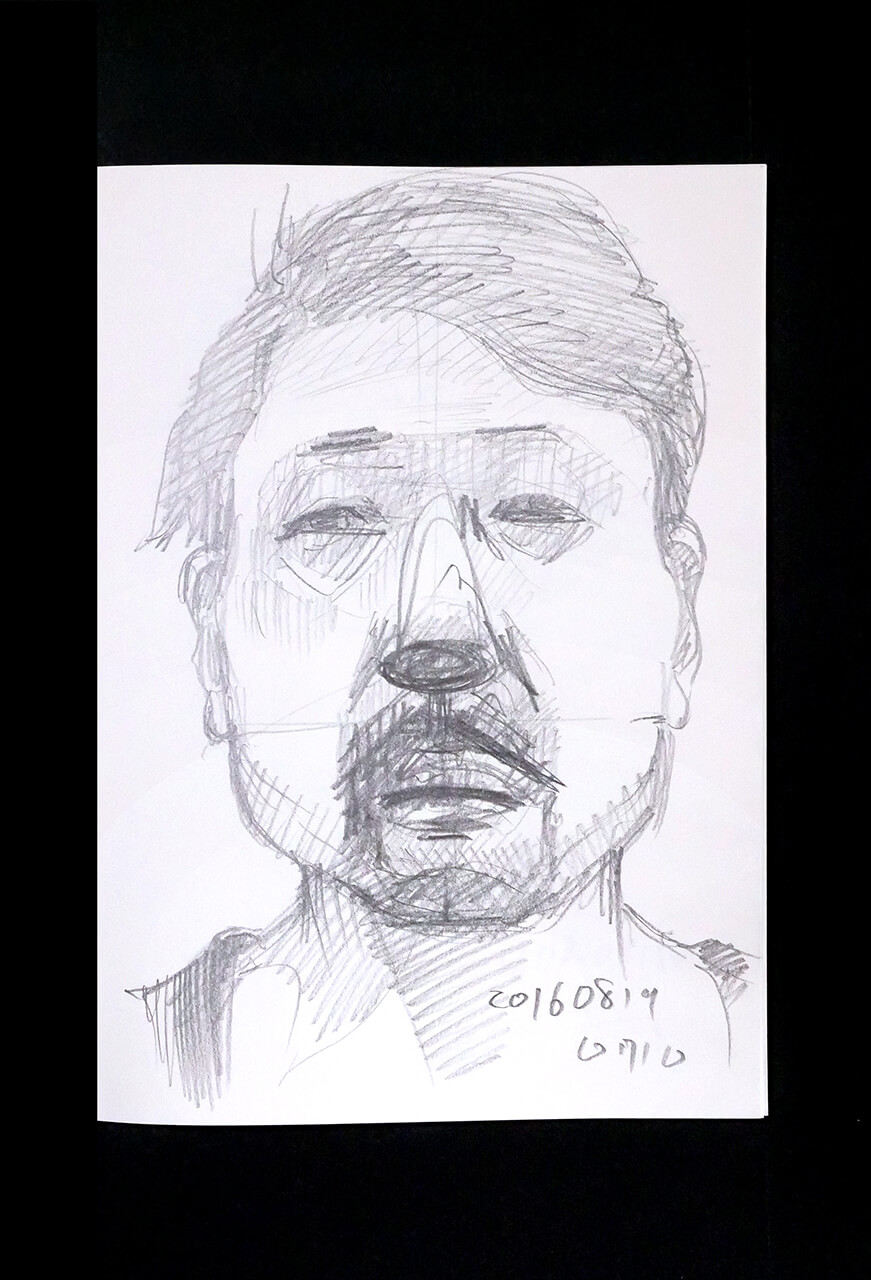 Contemporary artist SHINTAKU Tomoni's 2016/8/19 Self-portrait or pencil drawing