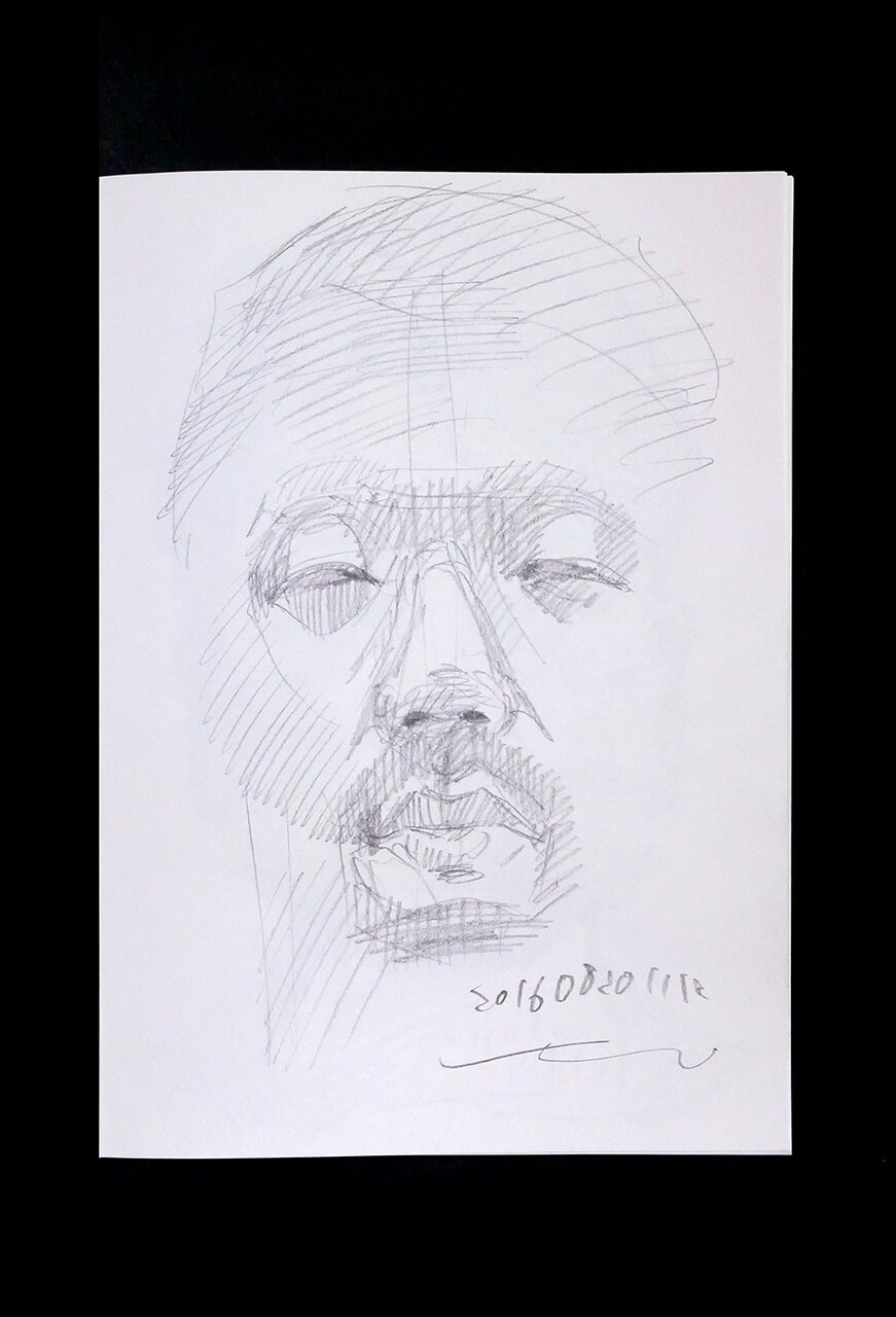Contemporary artist SHINTAKU Tomoni's 2016/8/20 Self-portrait or pencil drawing