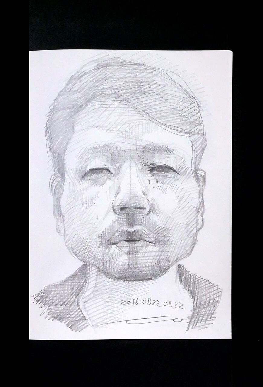 Contemporary artist SHINTAKU Tomoni's 2016/8/22 Self-portrait or pencil drawing