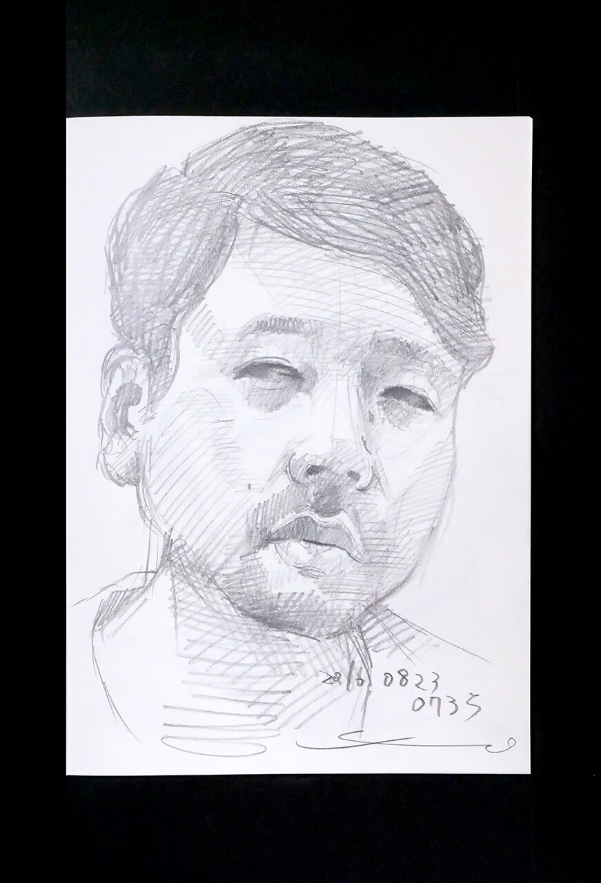 Contemporary artist SHINTAKU Tomoni's 2016/8/23 Self-portrait or pencil drawing