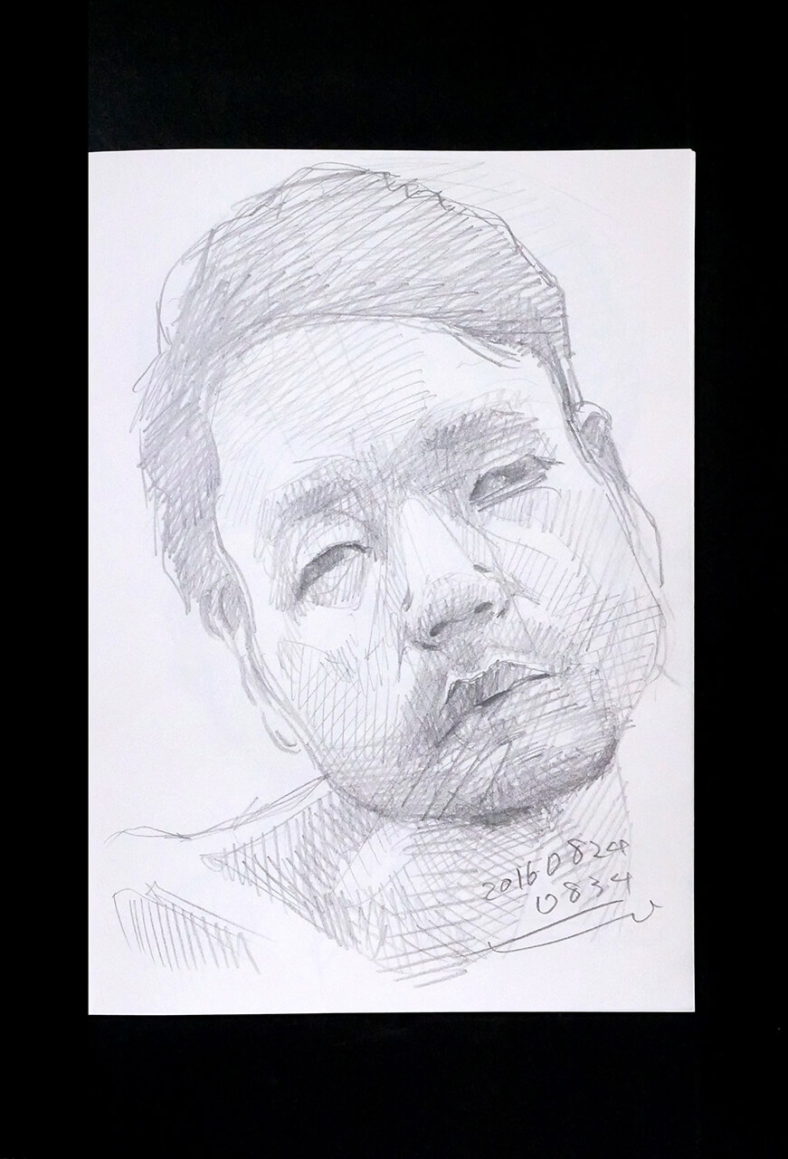 Contemporary artist SHINTAKU Tomoni's 2016/8/24 Self-portrait or pencil drawing