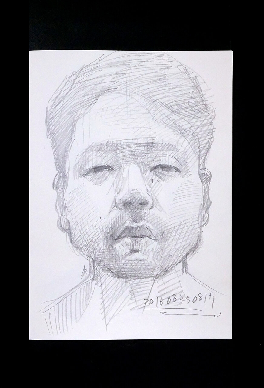 Contemporary artist SHINTAKU Tomoni's 2016/8/25 Self-portrait or pencil drawing