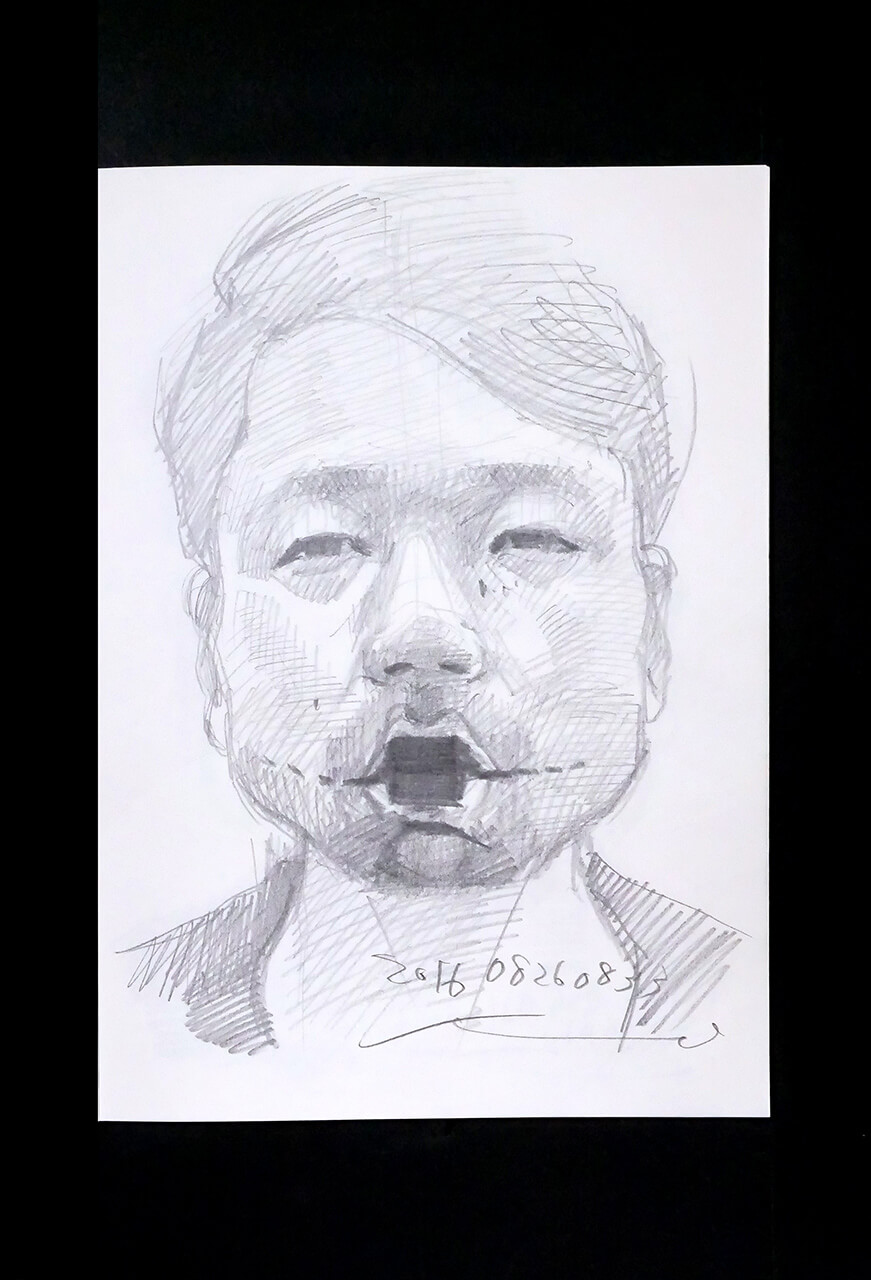 Contemporary artist SHINTAKU Tomoni's 2016/8/26 Self-portrait or pencil drawing