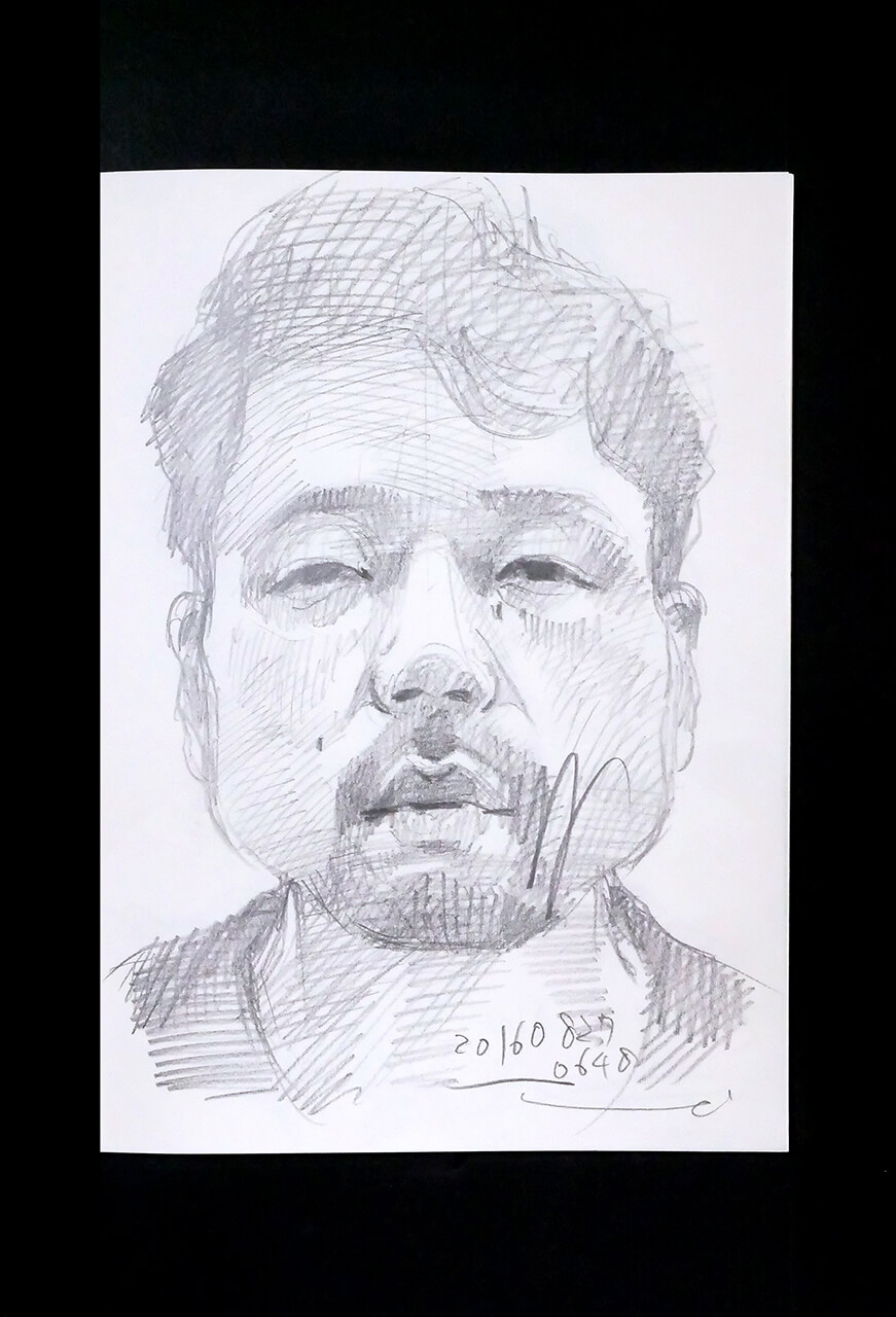 Contemporary artist SHINTAKU Tomoni's 2016/8/27 Self-portrait or pencil drawing