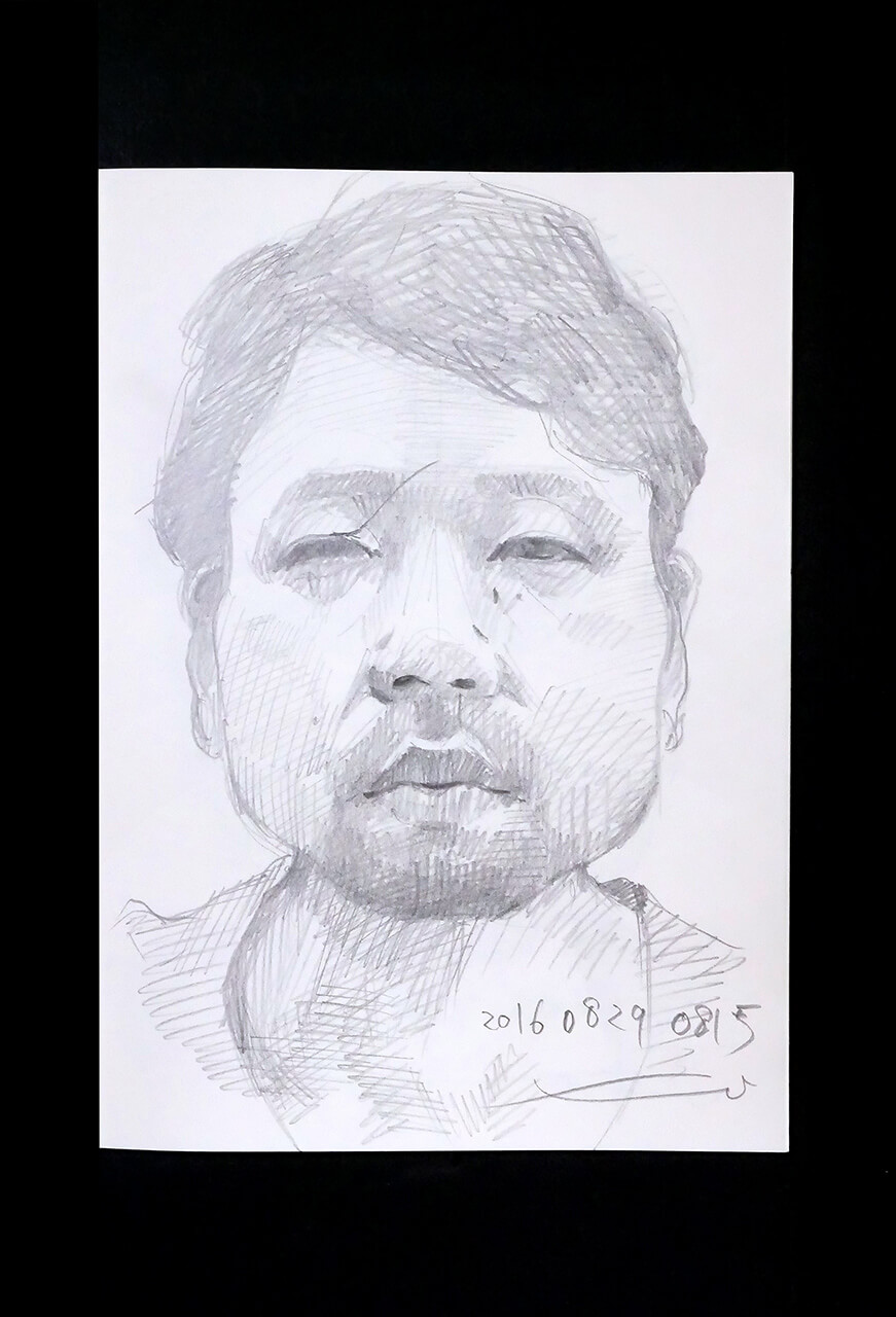 Contemporary artist SHINTAKU Tomoni's 2016/8/29 Self-portrait or pencil drawing