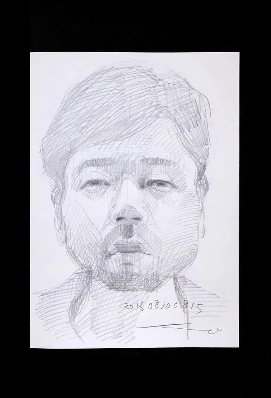 Contemporary artist SHINTAKU Tomoni's 2016/8/30 Self-portrait or pencil drawing
