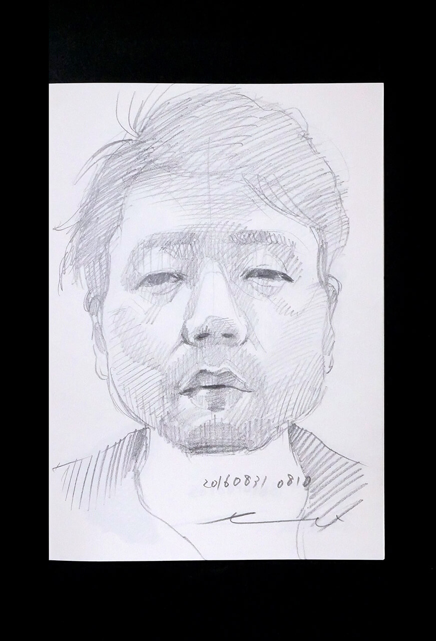 Contemporary artist SHINTAKU Tomoni's 2016/8/31 Self-portrait or pencil drawing