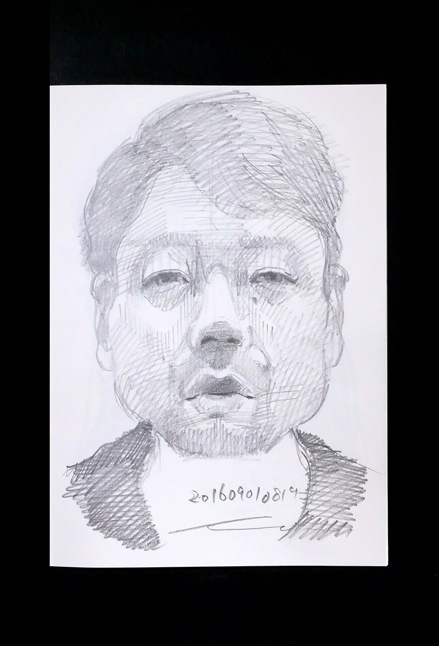 Contemporary artist SHINTAKU Tomoni's 2016/9/1 Self-portrait or pencil drawing