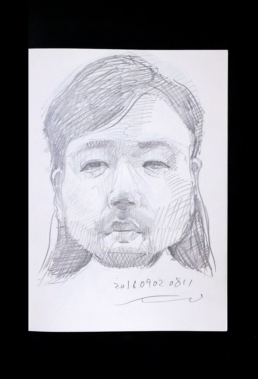 Contemporary artist SHINTAKU Tomoni's 2016/9/2 Self-portrait or pencil drawing