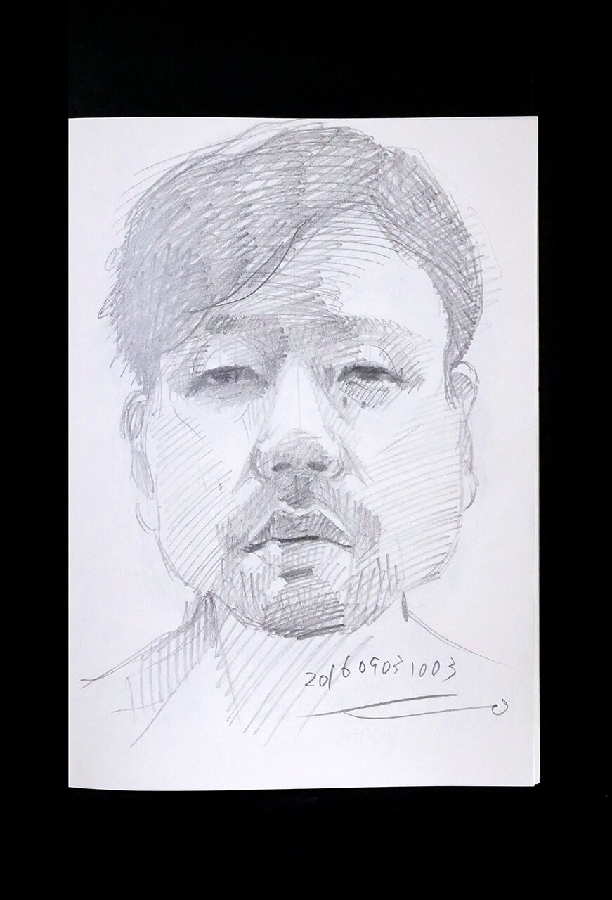 Contemporary artist SHINTAKU Tomoni's 2016/9/3 Self-portrait or pencil drawing